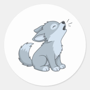 Adesivo Redondo Pup de Lobo de Uivô Bonito