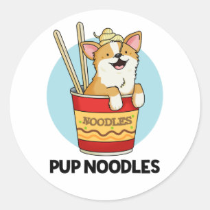 Adesivo Redondo Pup Noodles Funny Cup Noodles