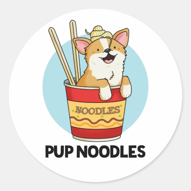 Adesivo Redondo Pup Noodles Funny Cup Noodles (Frente)