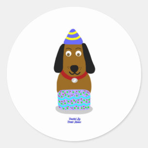 Adesivo Redondo Pup Round Sticker Feliz de Aniversário