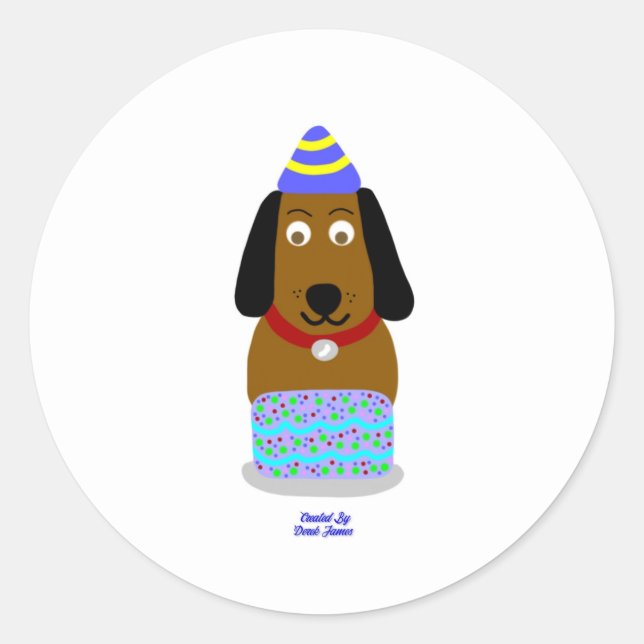 Adesivo Redondo Pup Round Sticker Feliz de Aniversário (Frente)