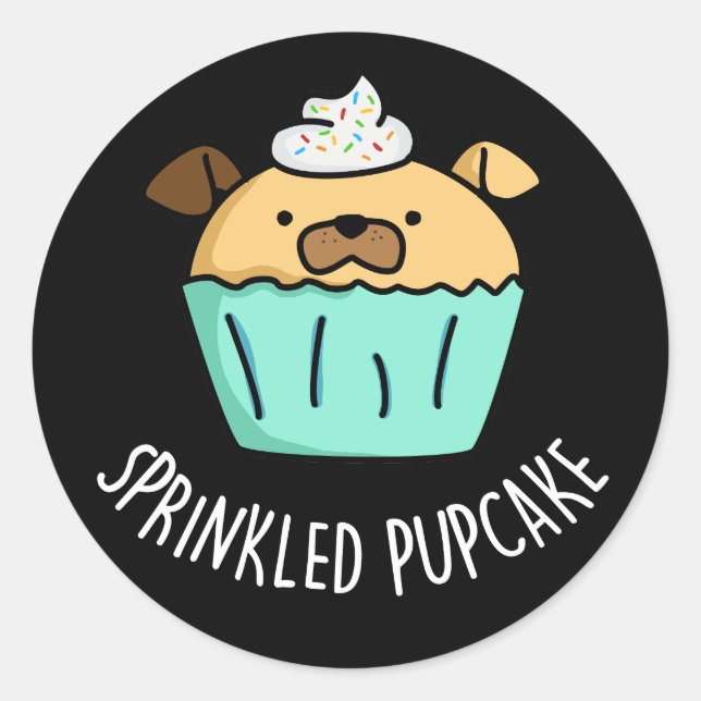 Adesivo Redondo Pupcake asfaltado Puppy Cupcake Pun Dardo BG (Frente)