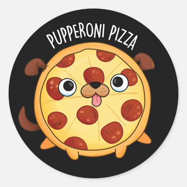 Adesivo Redondo Pupperoni Pizza Funny Pizza Dark BG (Frente)
