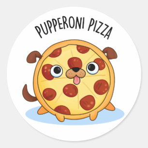 Adesivo Redondo Pupperoni Pizza Funny Pizza Pun