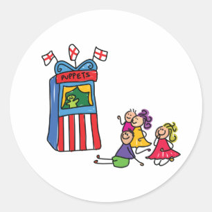 Adesivo Redondo Puppet Show Stickers