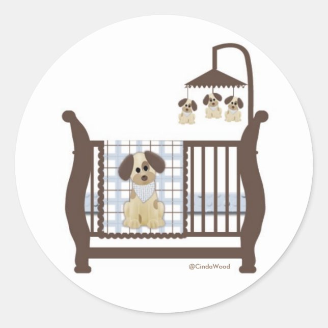 Adesivo Redondo Puppy Dog Baby Bed Sticker (Frente)