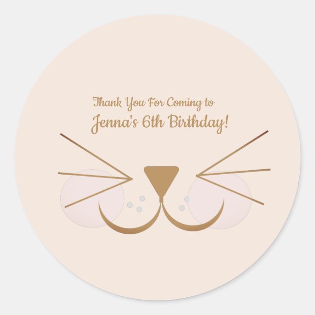 Adesivo Redondo Puppy Dog Kitten Face Party Favor (Frente)