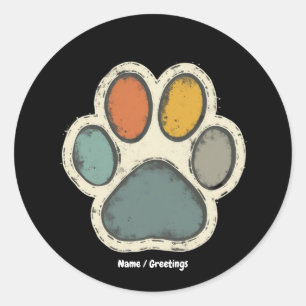 Adesivo Redondo Puppy Dog Paw Imprimir Design de Amante de os anim