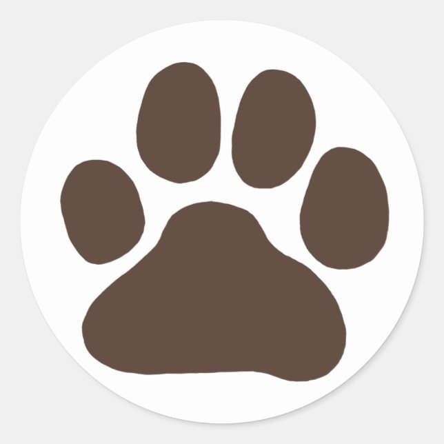 Adesivo Redondo Puppy Dog Paw Print | Pawprint canino cômodo (Frente)