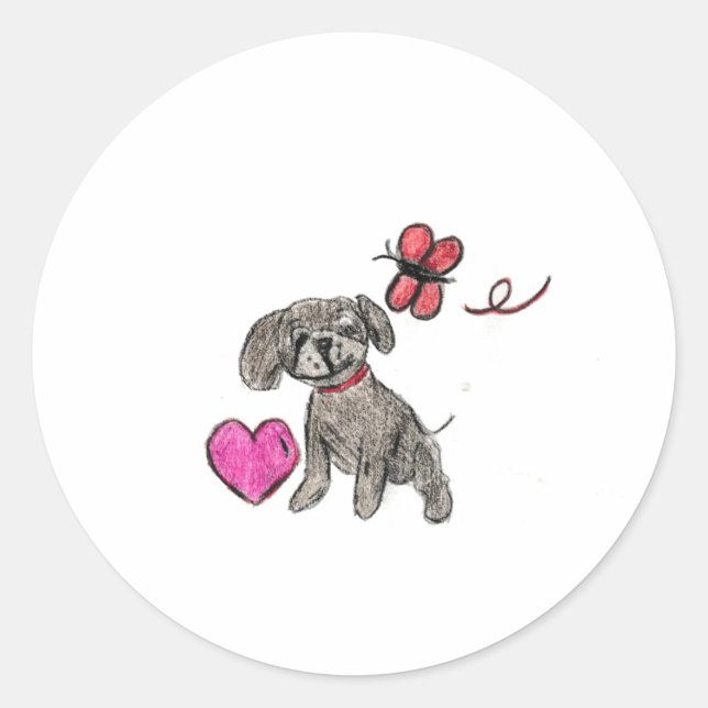 Adesivo Redondo Puppy Love (Frente)