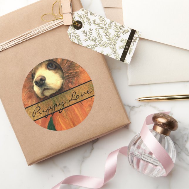 Adesivo Redondo Puppy Love Stickers (Presentear)