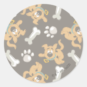 Adesivo Redondo Puppy Scooby-Doo Bone & Paw Print Patterno