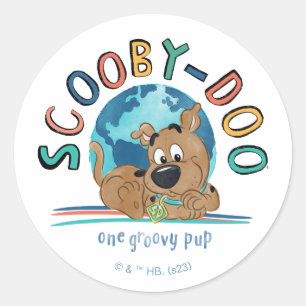 Adesivo Redondo Puppy Scooby-Doo "One Groovy Pup"