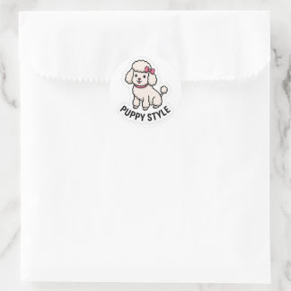 Adesivo Redondo Puppy Style Cute Poodle Sticker – Kawaii Dog Lover