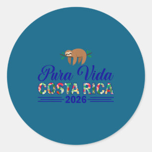 Adesivo Redondo Pura vida costa rica 2026 tropical viagem engraçad