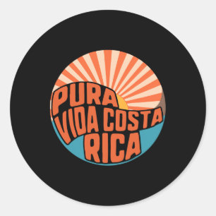 Adesivo Redondo Pura Vida Costa Rica Pôr do Sol Surfe Verão