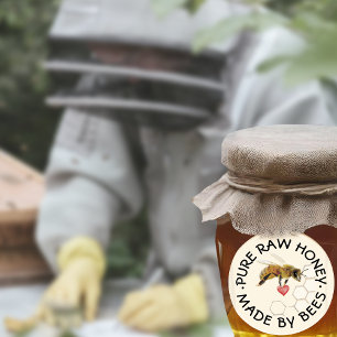 Adesivo Redondo PURE RAW HONEY Honeybee Honeycomb e Heart