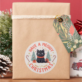 Adesivo Redondo Purfect Meowy Christmas Black Cat