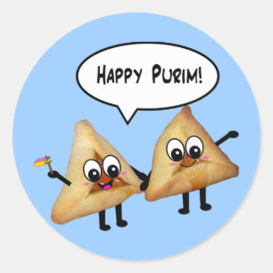Adesivo Redondo Purim feliz hamantaschen