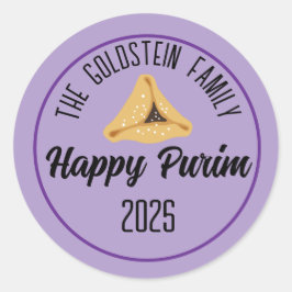 Adesivo Redondo Purim Feliz Purim Hamentashen Clássico Redondo