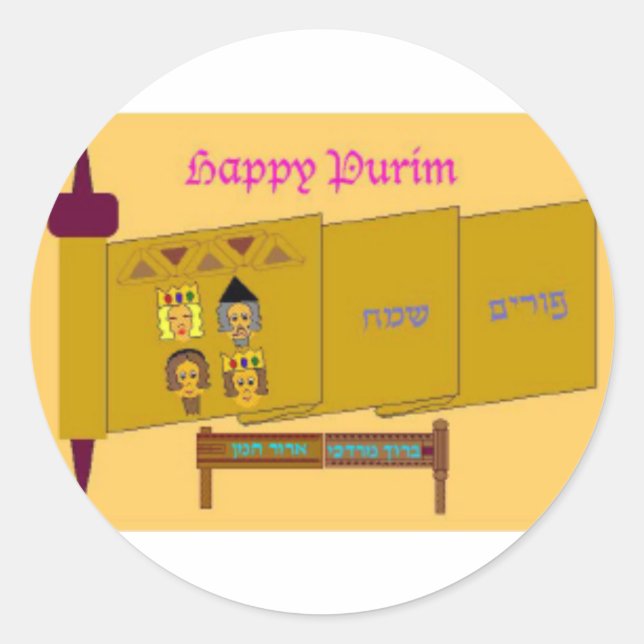 Adesivo Redondo Purim Stickers Feliz (Frente)