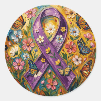 Adesivo Redondo Purple Awareness Ribbon Fibro
