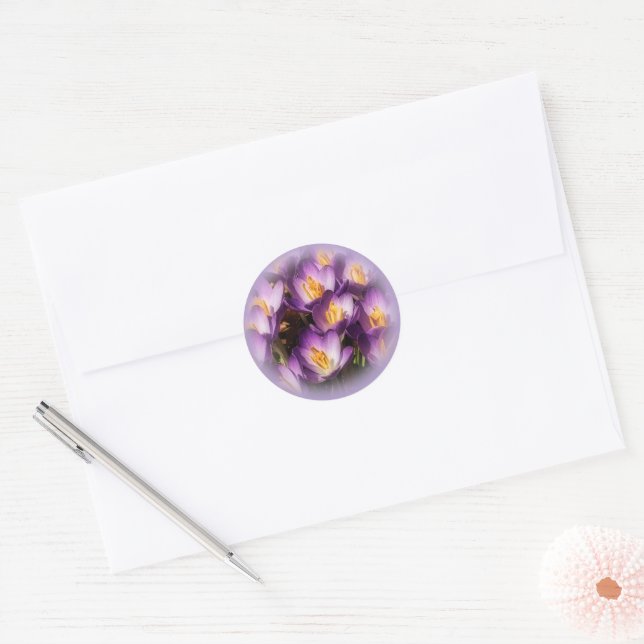 Adesivo Redondo Purple Crocus Stickers (Envelope)