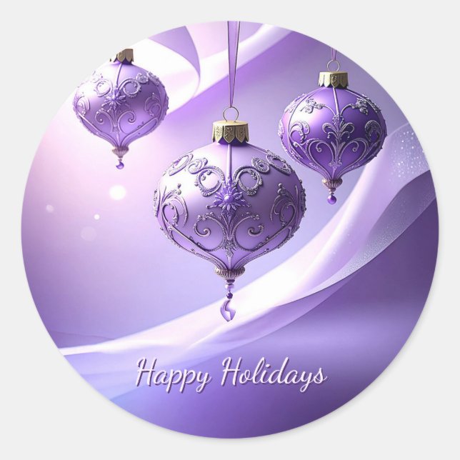 Adesivo Redondo Purple Decorative Christmas Ball Holiday Sticker (Frente)