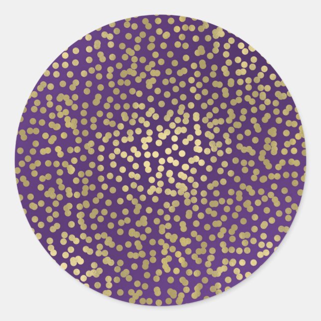 Adesivo Redondo Purple Dourado Dots Confetti Elegant Chic Glam Par (Frente)
