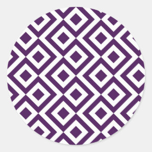 Adesivo Redondo Purple e White Meander
