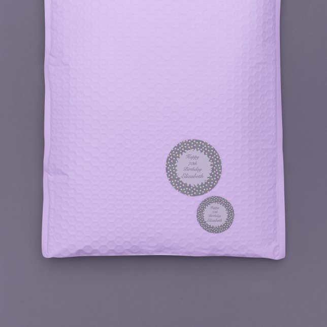 Adesivo Redondo Purple Floral Birthday (Criador carregado)