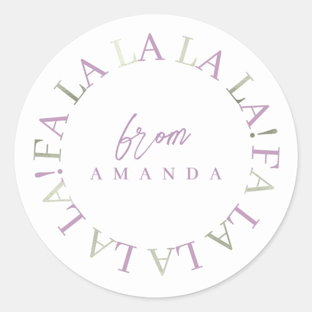 Adesivo Redondo Purple Green Christmas Fa La ID1009 (Frente)