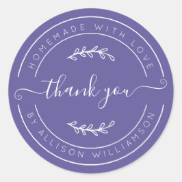 Adesivo Redondo Purple Homemade Thank You Label