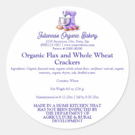 Adesivo Redondo Purple Mixer Bread Bakery Food Product Label