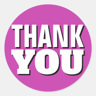 Adesivo Redondo Purple Obrigado