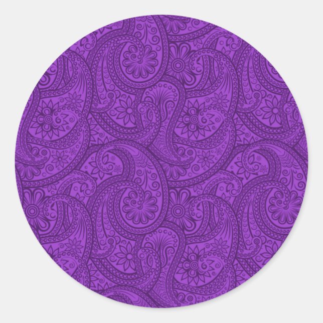 Adesivo Redondo Purple Paisley (Frente)
