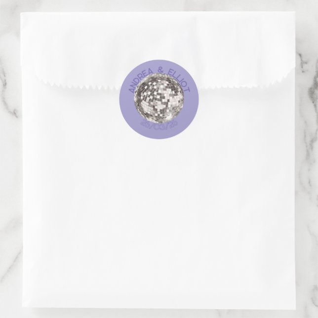 Adesivo Redondo Purple Retro Disco Wedding Sticker Envelope Seal (Bolsa)