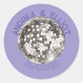 Adesivo Redondo Purple Retro Disco Wedding Sticker Envelope Seal