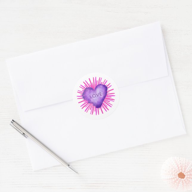 Adesivo Redondo Purple Revolution with LOVE (Envelope)