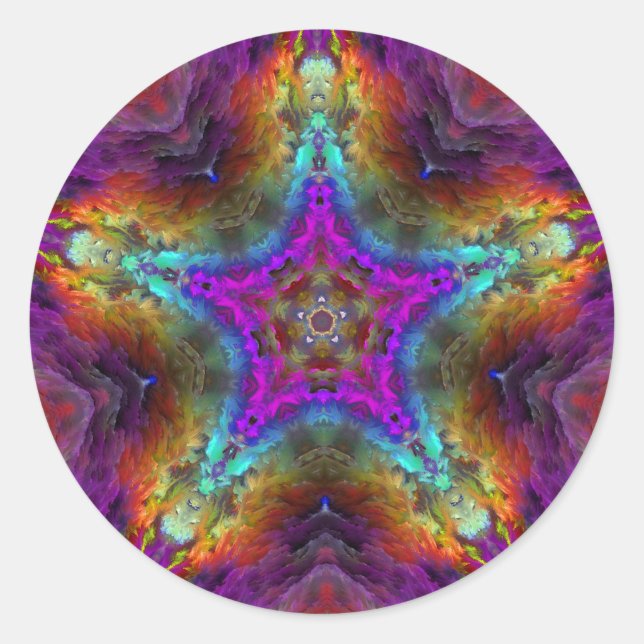 Adesivo Redondo Purple STAR Mandala (Frente)