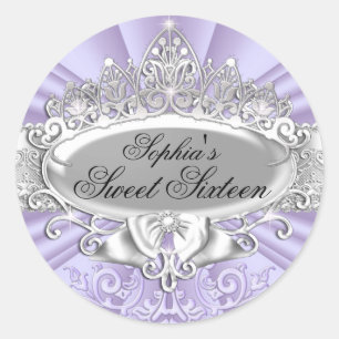 Adesivo Redondo Purple Tiara & Damask Sweet Six Sticker