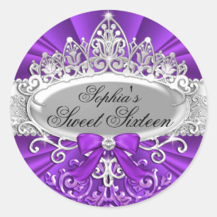 Adesivo Redondo Purple Tiara & Damask Sweet Six Sticker