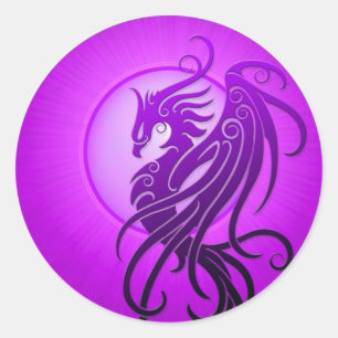 Adesivo Redondo Purple Tribal Phoenix