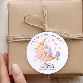 Adesivo Redondo Purple Unicorn Baby Shower Girl