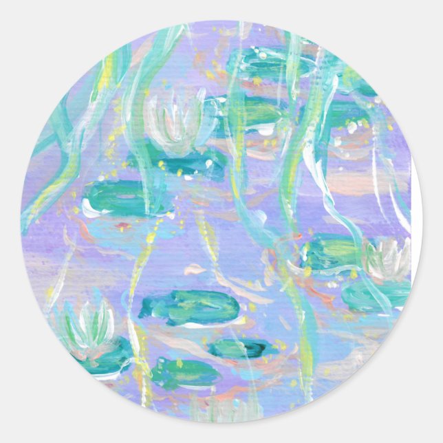 Adesivo Redondo Purple Water Lilies Stickers (Frente)
