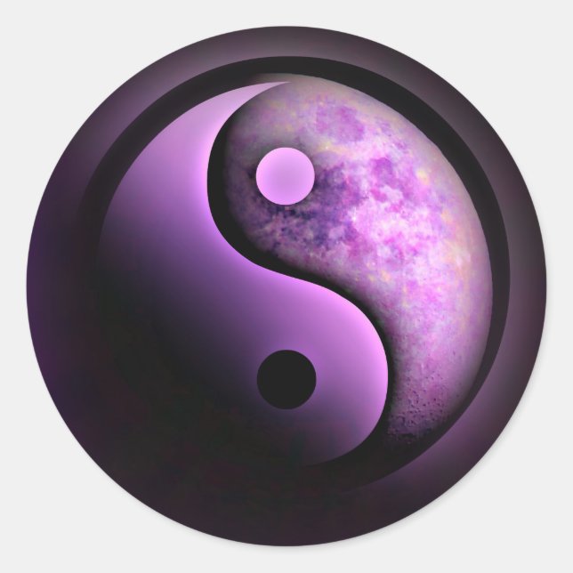 Adesivo Redondo Purple Yin Yang Moon (Frente)