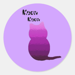 Adesivo Redondo purpleshadeglass, Meow, Meow