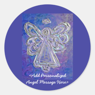 Adesivo Redondo Púrpura Anjo com mensagens personalizadas