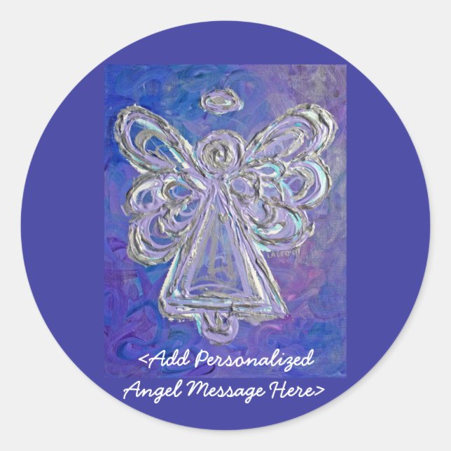 Adesivo Redondo Púrpura Anjo Wings Stickers com mensagens personal (Frente)