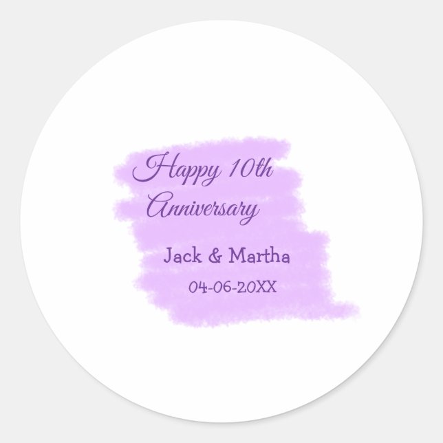 Adesivo Redondo Púrpura aquarela esplaquecer o 10º aniversário mod (Frente)